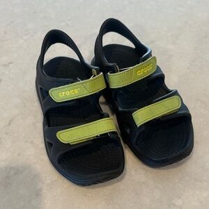 CROCS Kids Sandals - Black with Green Straps